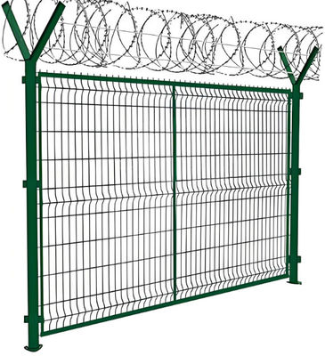 Y Shaped Post High Security Airport Metal Fencing With Razor Wire Barbed Wire