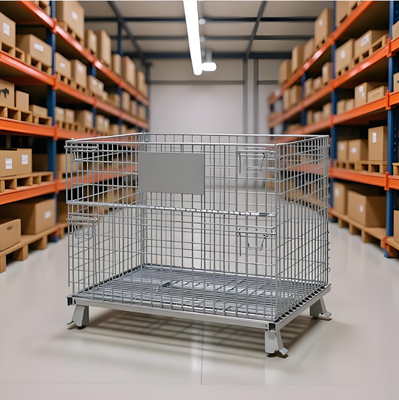 Heavy Duty Galvanized Foldable Stackable Wire Mesh Pallet Cage for Storage and Transport