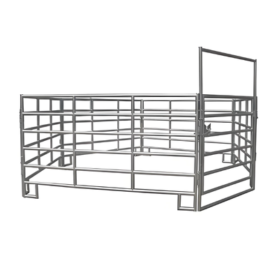 Heavy Duty Galvanized 6 Rails Cattle Fence Panel 10 Foot High Livestock Corral Fence System Hot Dipped Steel
