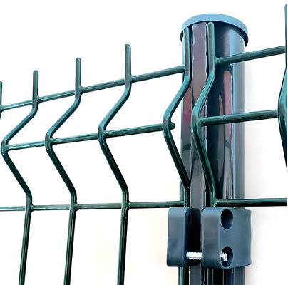 Decorative RAL6005 PVC Coated 6FT High V Mesh Security Fence Panel 50x200mm Hole 3D Curved Garden Perimeter System