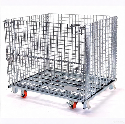 Hot-Dip Galvanized Wire Mesh Storage Cage 1000x200x840mm Anti-Rust Fold Down Knockdown