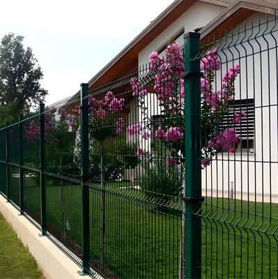 Easily Assembled Decorative Galvanized PVC Coated 6FT High V Mesh Security Fence Panel RAL6005 Green 50x200mm System