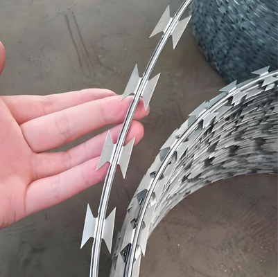 CBT-65 Galvanized Razor Barbed Wire with 500mm Outer Diameter for Secure Perimeter Fencing
